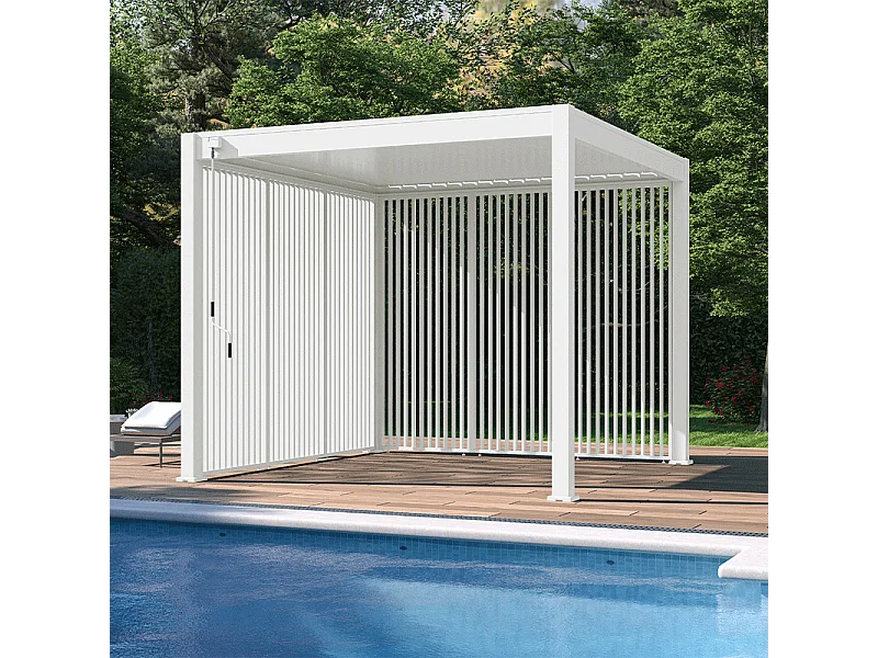 Pannello frangivista con lamelle verticali 1M Ombréa - Bianco