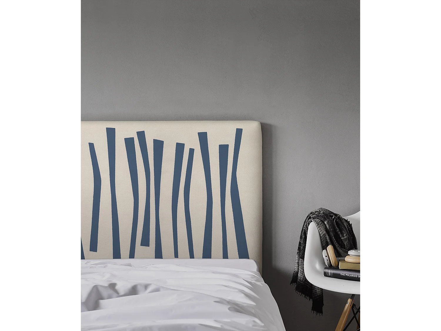 BELLECOUR LITERIE | Tête de lit déhoussable PALISSADE 140x110 cm | Coloris Bleu