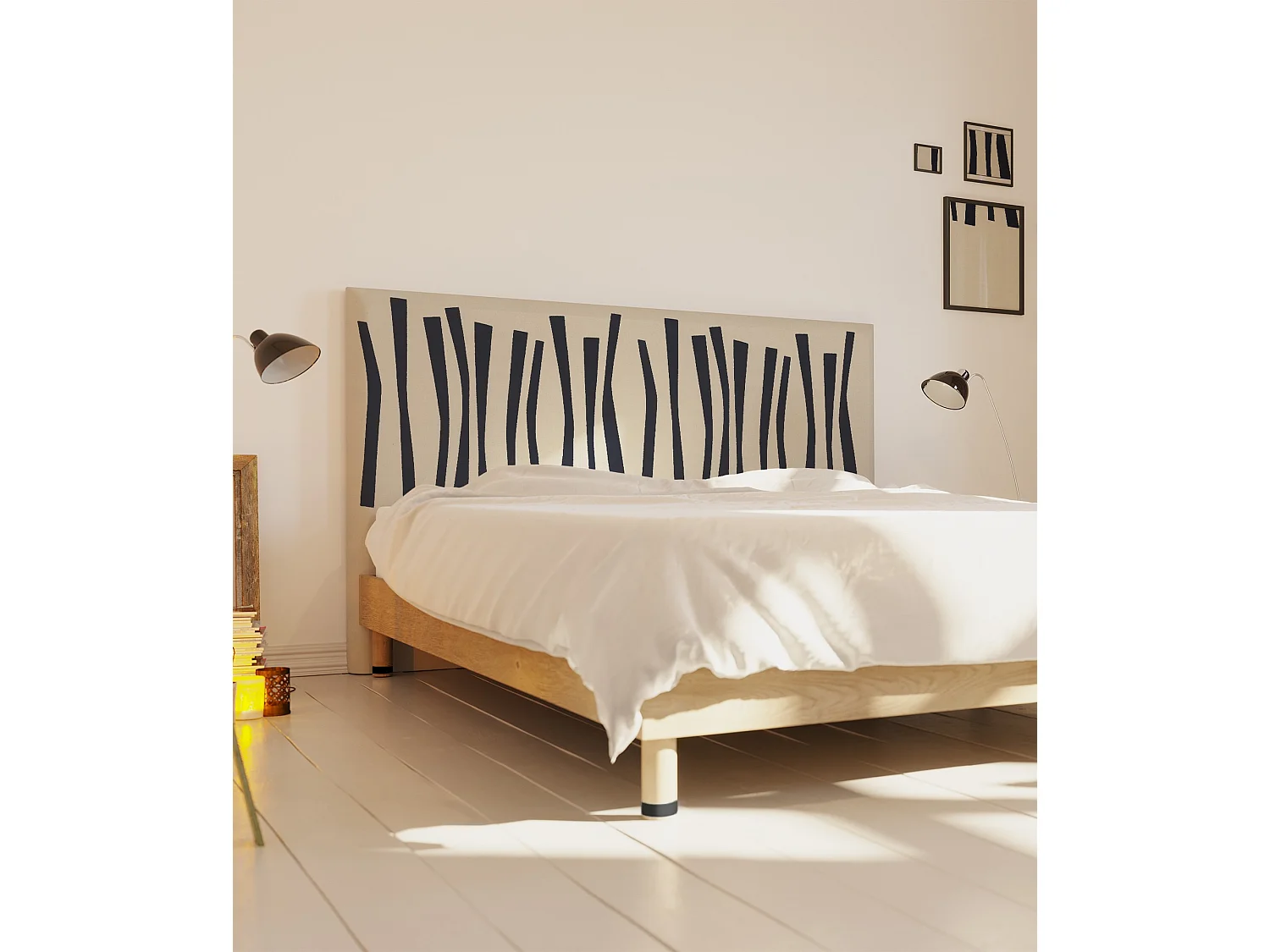 BELLECOUR LITERIE | Tête de lit déhoussable PALISSADE 180x110 cm | Coloris Noir