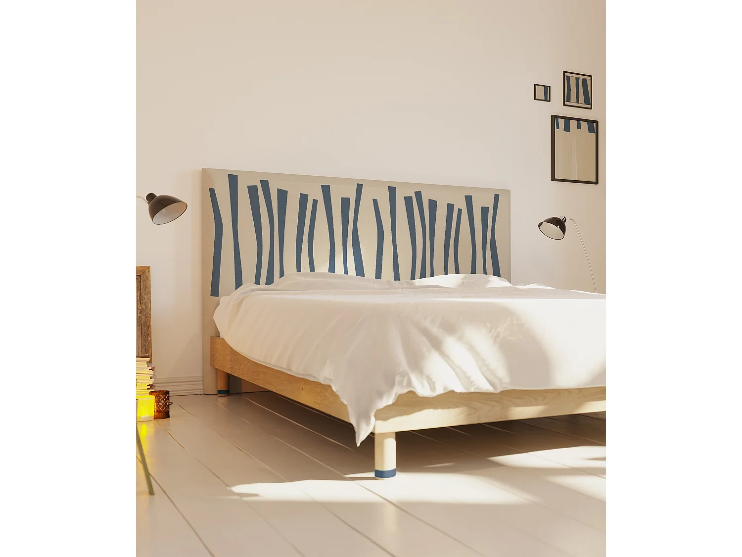 BELLECOUR LITERIE | Tête de lit déhoussable PALISSADE 160x110 cm | Coloris Bleu