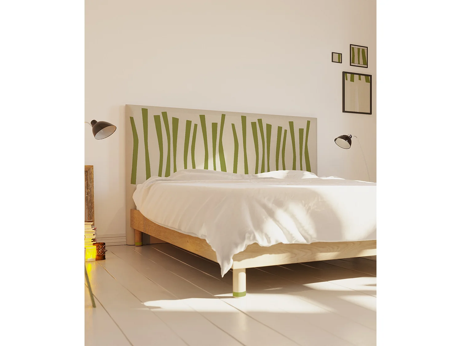 BELLECOUR LITERIE | Tête de lit déhoussable PALISSADE 180x110 cm | Coloris Vert