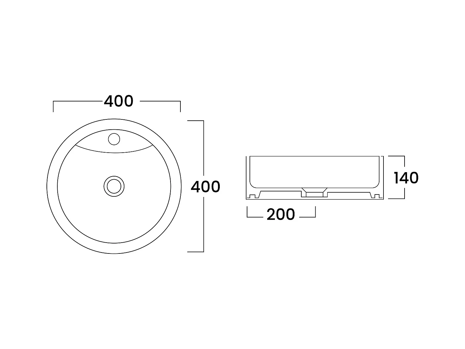Mueble de baño suspendido con estantes y lavabo redondo sobre encimera - Natural claro - L140 cm - ZEVARA