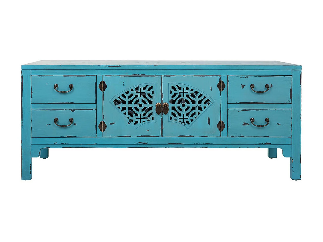 Meuble bas en bois bleu 120x40x50