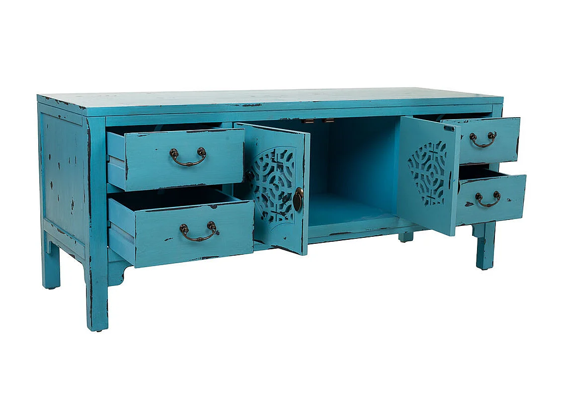 Meuble bas en bois bleu 120x40x50