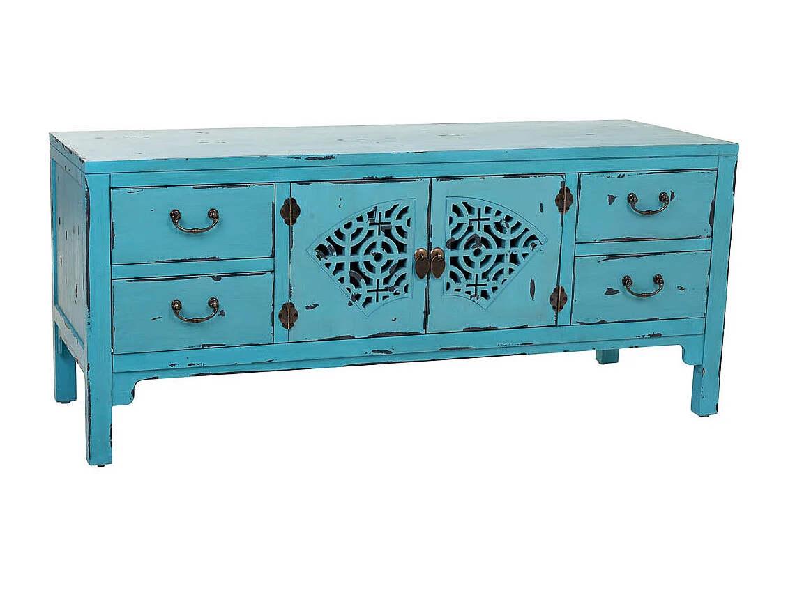 Mueble bajo de madera azul 120x40x50 cm