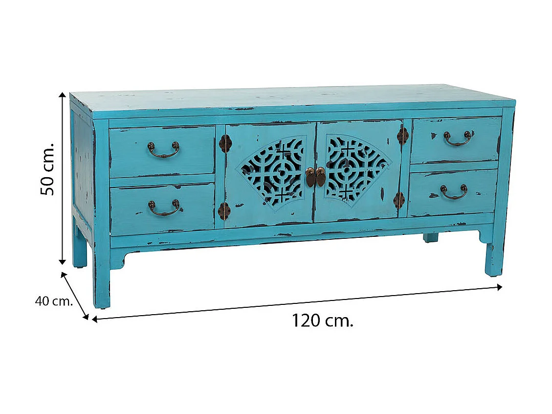 Mueble bajo de madera azul 120x40x50 cm