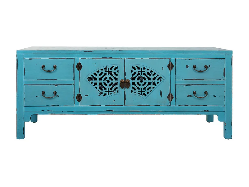 Móvel baixo de madeira azul 120x40x50