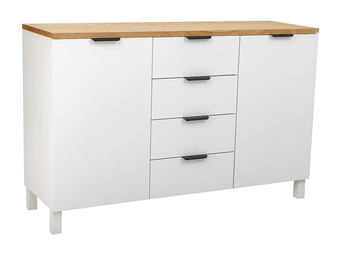 Aparador de madeira com 4 gavetas e 2 portas 124x40x80h cm