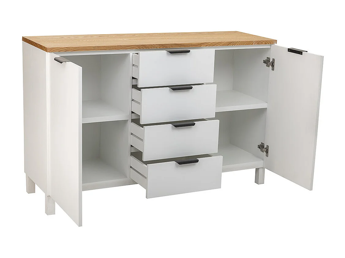 Aparador de madeira com 4 gavetas e 2 portas 124x40x80h cm