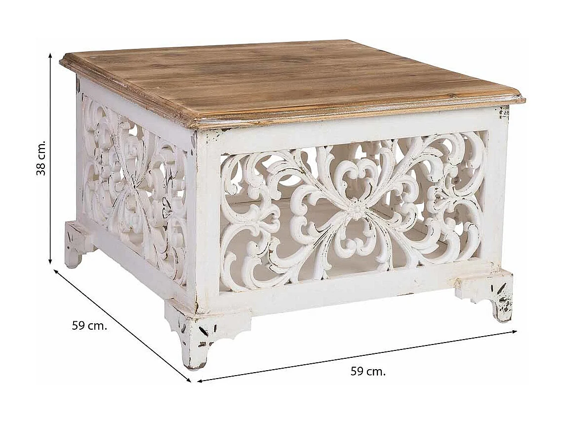 Beistelltisch aus Holz im Vintage-Finish, 59x59x38H cm
