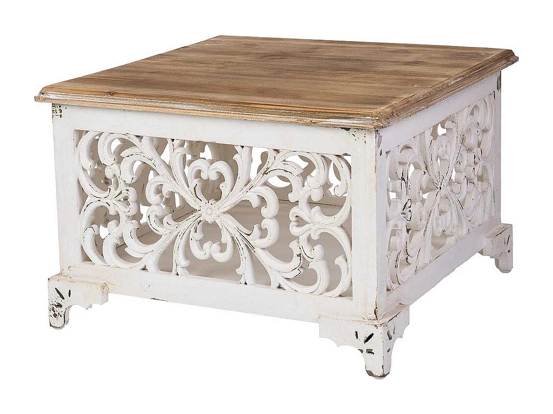 Beistelltisch aus Holz im Vintage-Finish, 59x59x38H cm