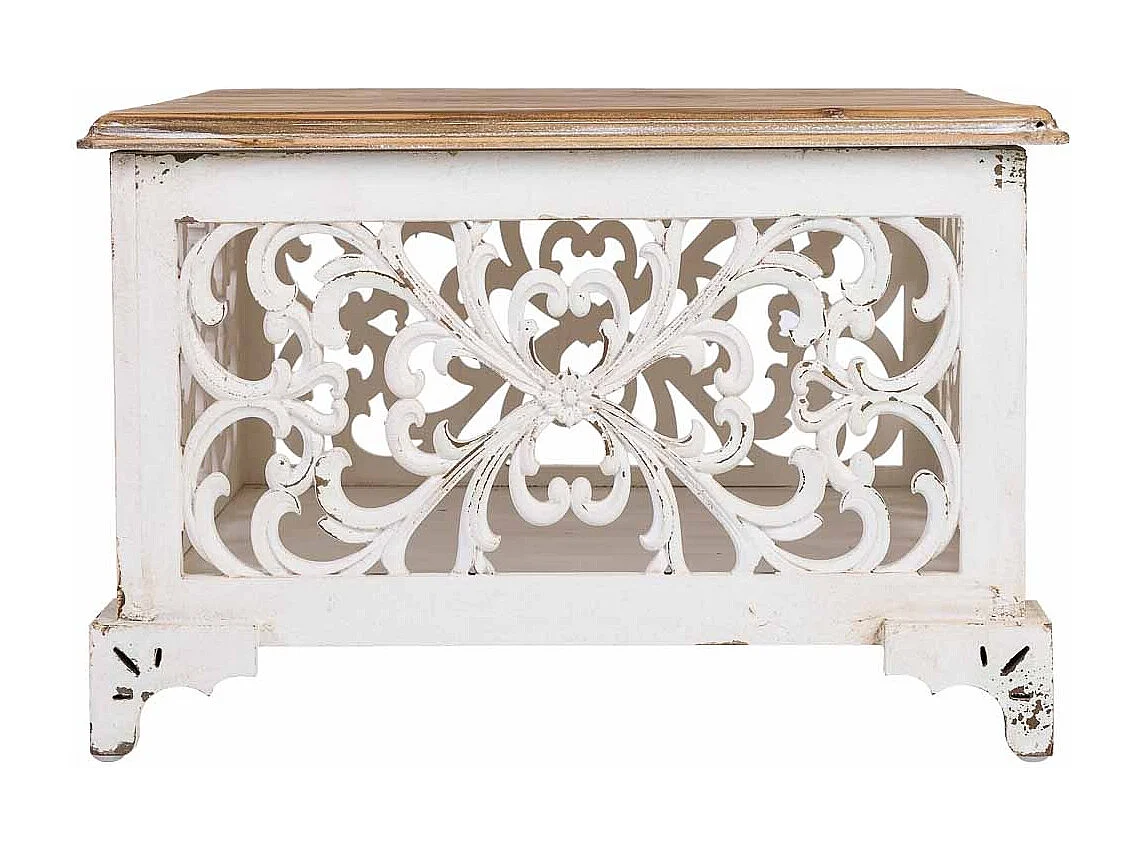 Mesa auxiliar de madeira acabamento envelhecido 59x59x38h cm