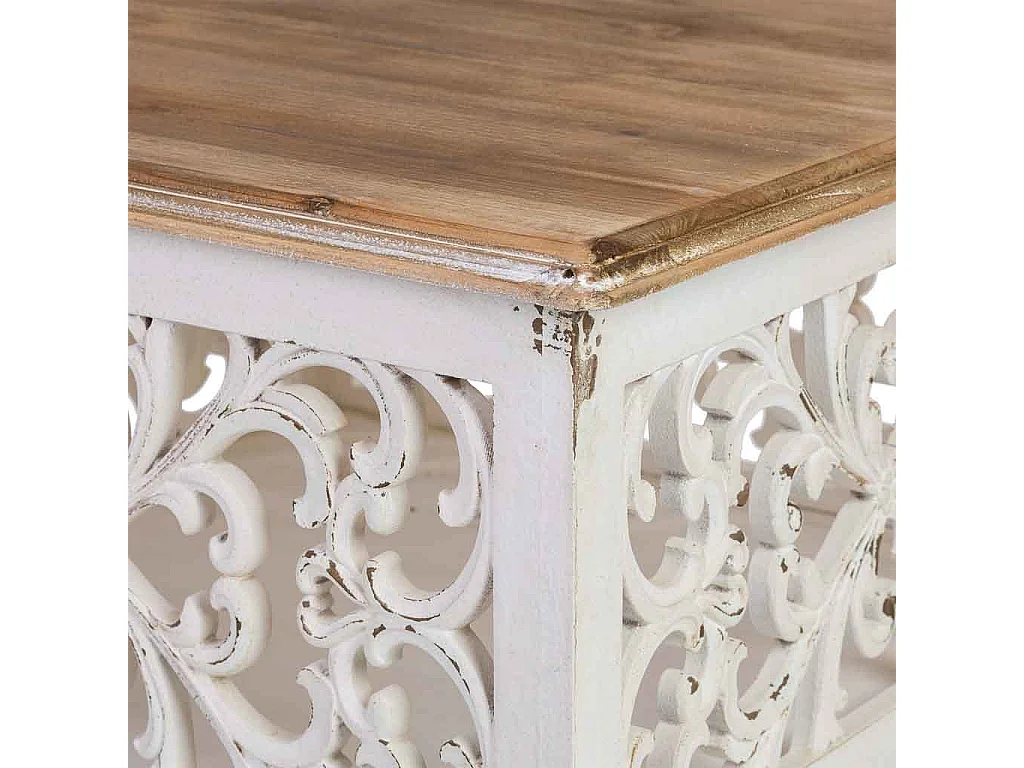 Mesa auxiliar de madeira acabamento envelhecido 59x59x38h cm
