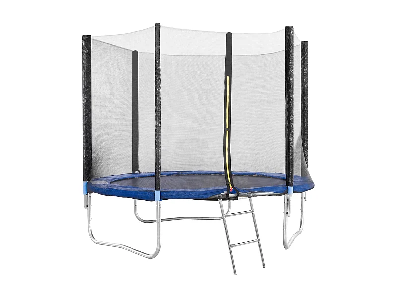 Trampolino Diametro 245 cm Tappeto Jumper Elastico con Rete di Sicurezza, 6 Pali Imbottiti, Scaletta e Rivestimento sui Bordi, Ideale per Giardino