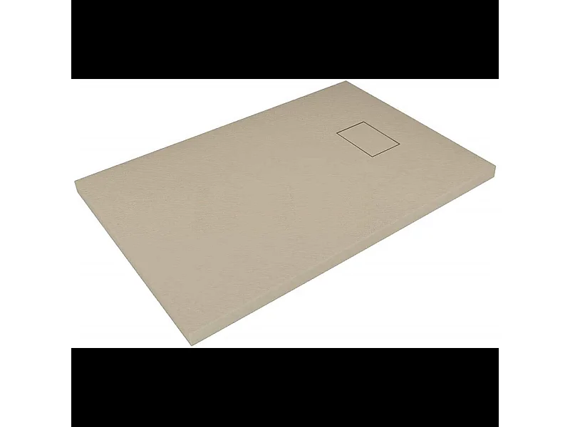 Piatto Doccia Spessore 2.6 Cm Resina SMC Effetto Pietra Stone Ardesia Antiscivolo Riducibile Filopavimento Con Griglia Di Copertura Tortora 70x90 Cm