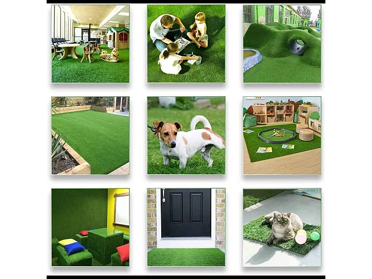 Prato Sintetico Manto Erboso Erba Finta Realistica Giardino 4 Sfumature di Colore Tappeto Erboso Sintetico Anti UV Atossico Drenante (1 x 5mt 5mq)