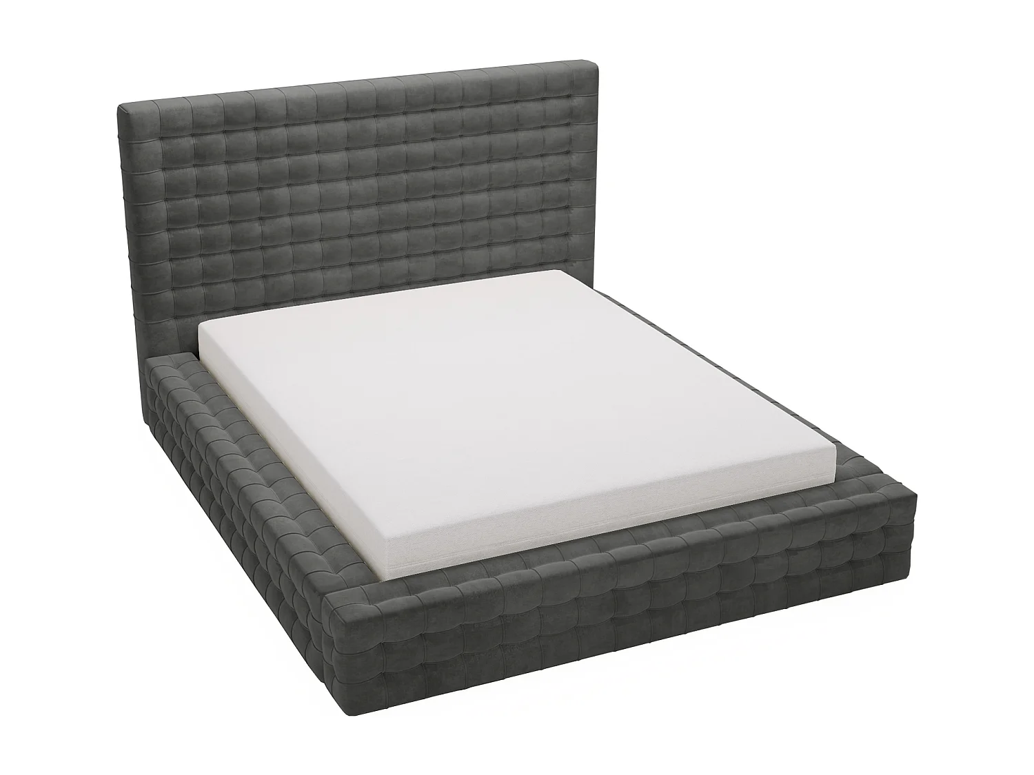 Emporius Arno lit capitonné 160x200 - lit avec rangement, sommier à lattes, lit adulte 160x200 velours Gris foncé (Elegance 18)