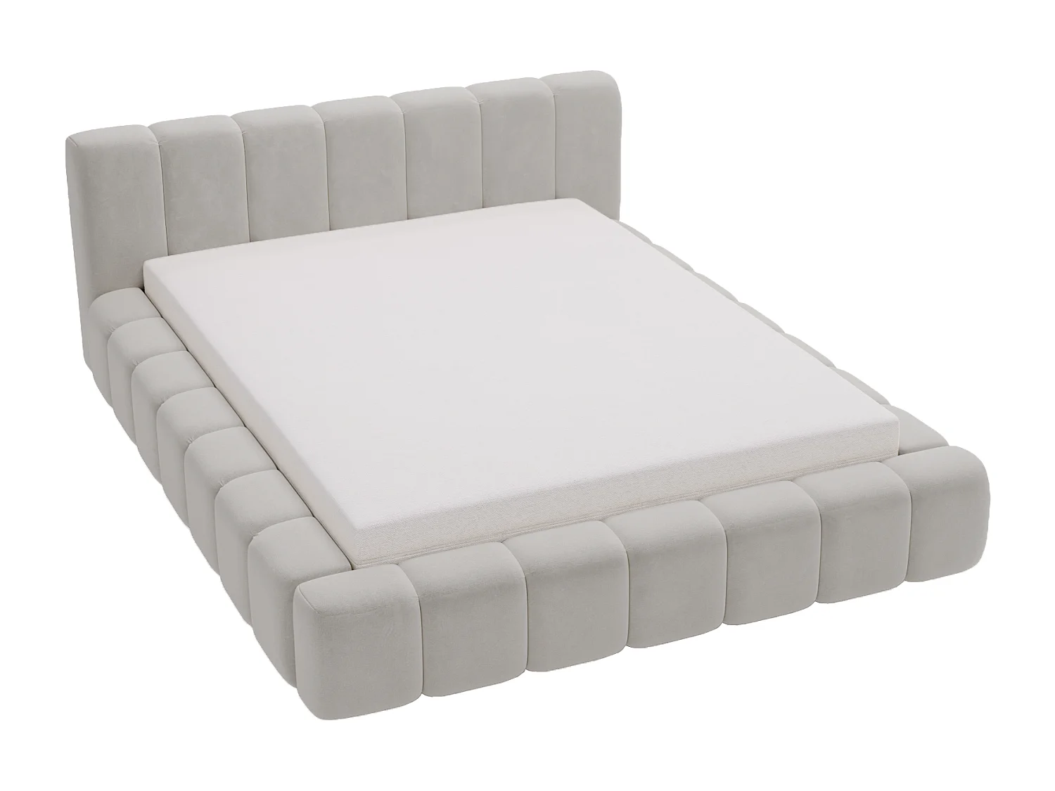 Emporius Bolonia lit adulte 140x200 cm - lit double 140x200 avec rangement, sommier à lattes - Gris clair (Komodo 20)
