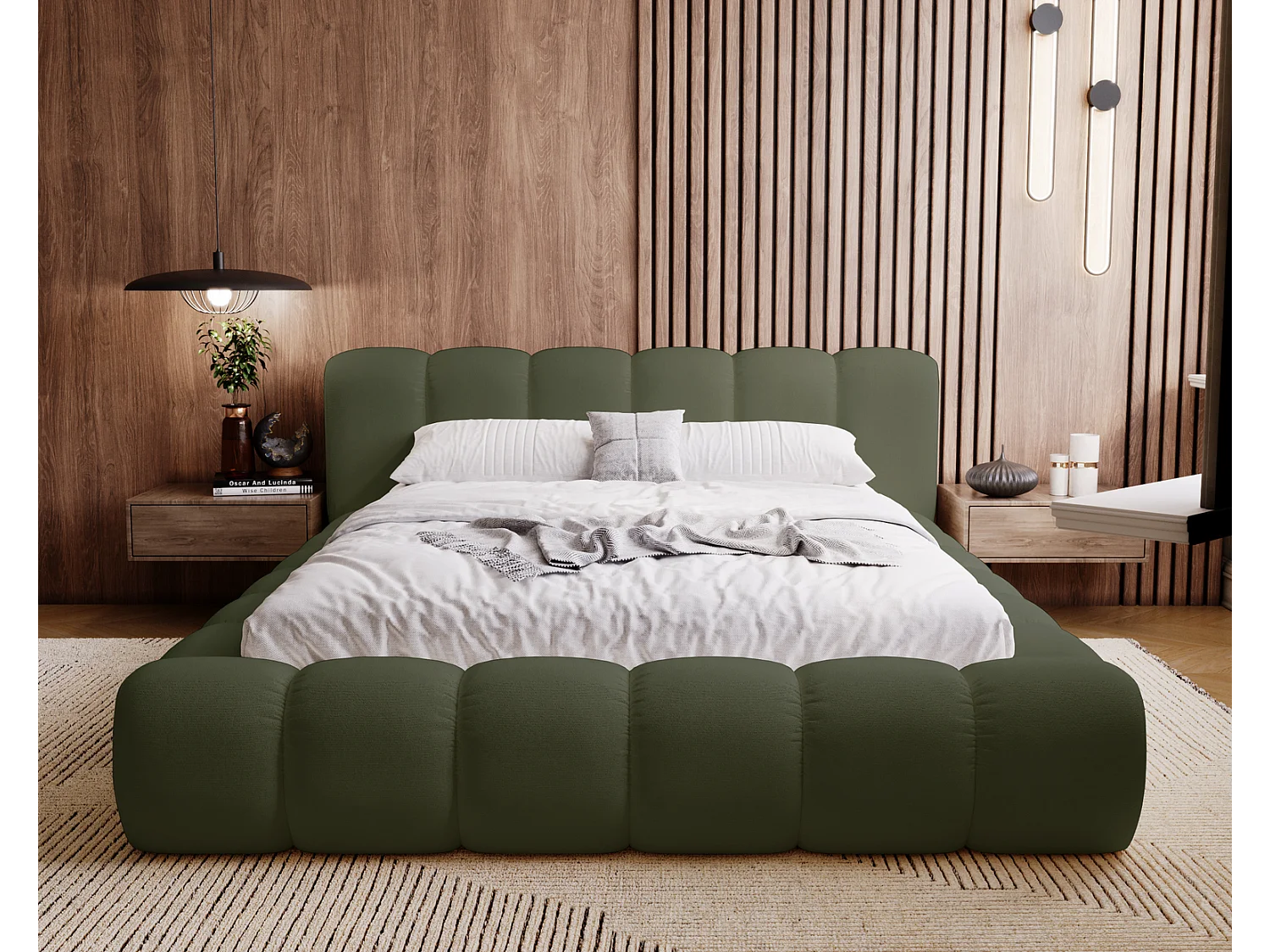 Emporius Cloud bed 180x200 met bedlade - gestoffeerd bed met opbergruimte, fluwelen Groen (Komodo 61)