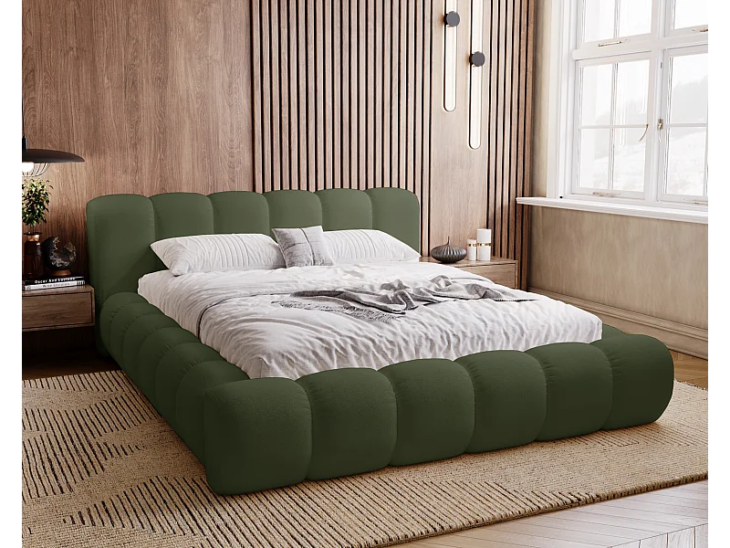 Emporius Cloud bed 180x200 met bedlade - gestoffeerd bed met opbergruimte, fluwelen Groen (Komodo 61)