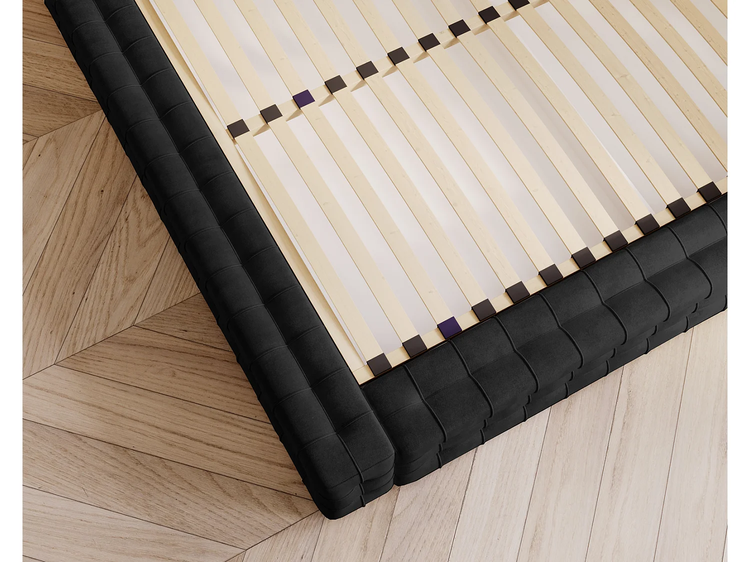 Emporius Arno lit capitonné 160x200 - lit avec rangement, sommier à lattes, lit adulte 160x200 velours Noir (Elegance 21)