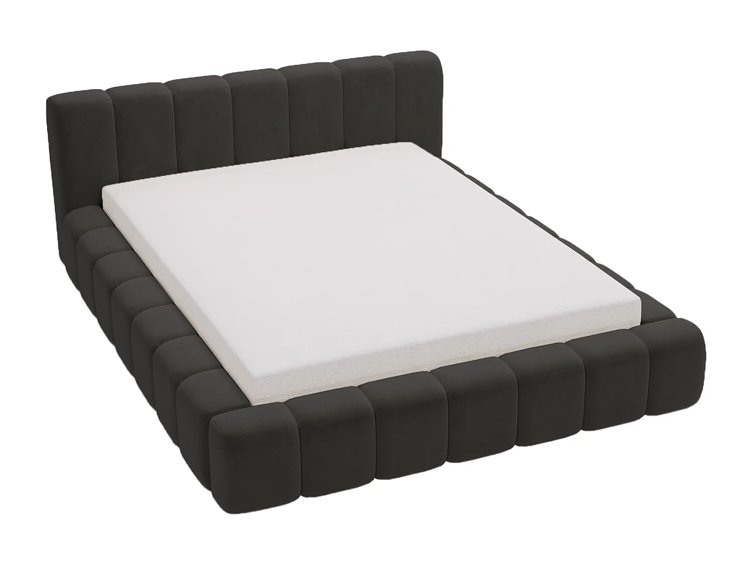 Emporius Bolonia lit adulte 180x200 cm - lit double 180x200 avec rangement, sommier à lattes - Zwart (Komodo 23)