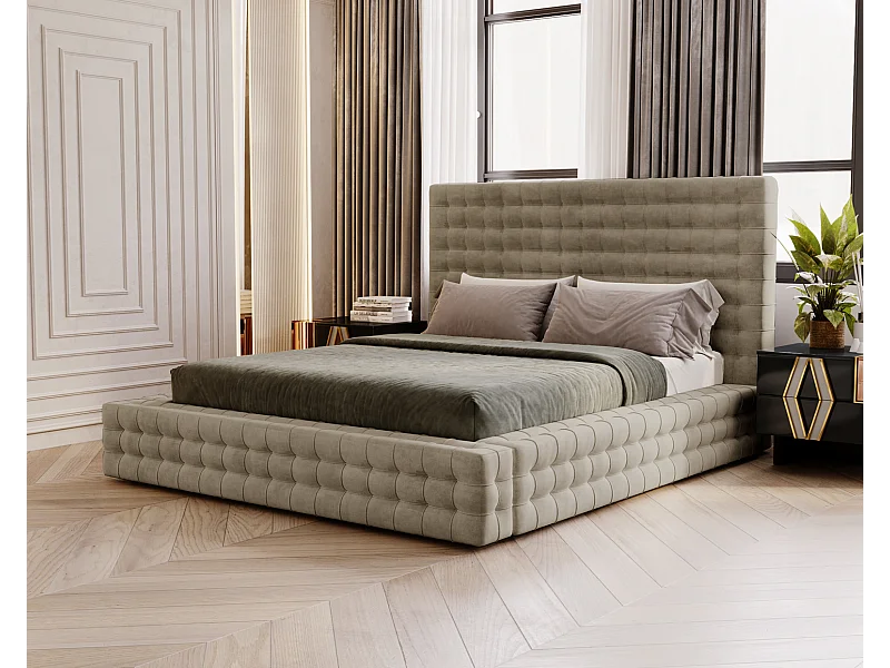 Emporius Arno gestoffeerd bed 140 x 200 cm - bed met opbergruimte en bedlade, fluwelen - bed 140x200 Bruin (Elegance 5)