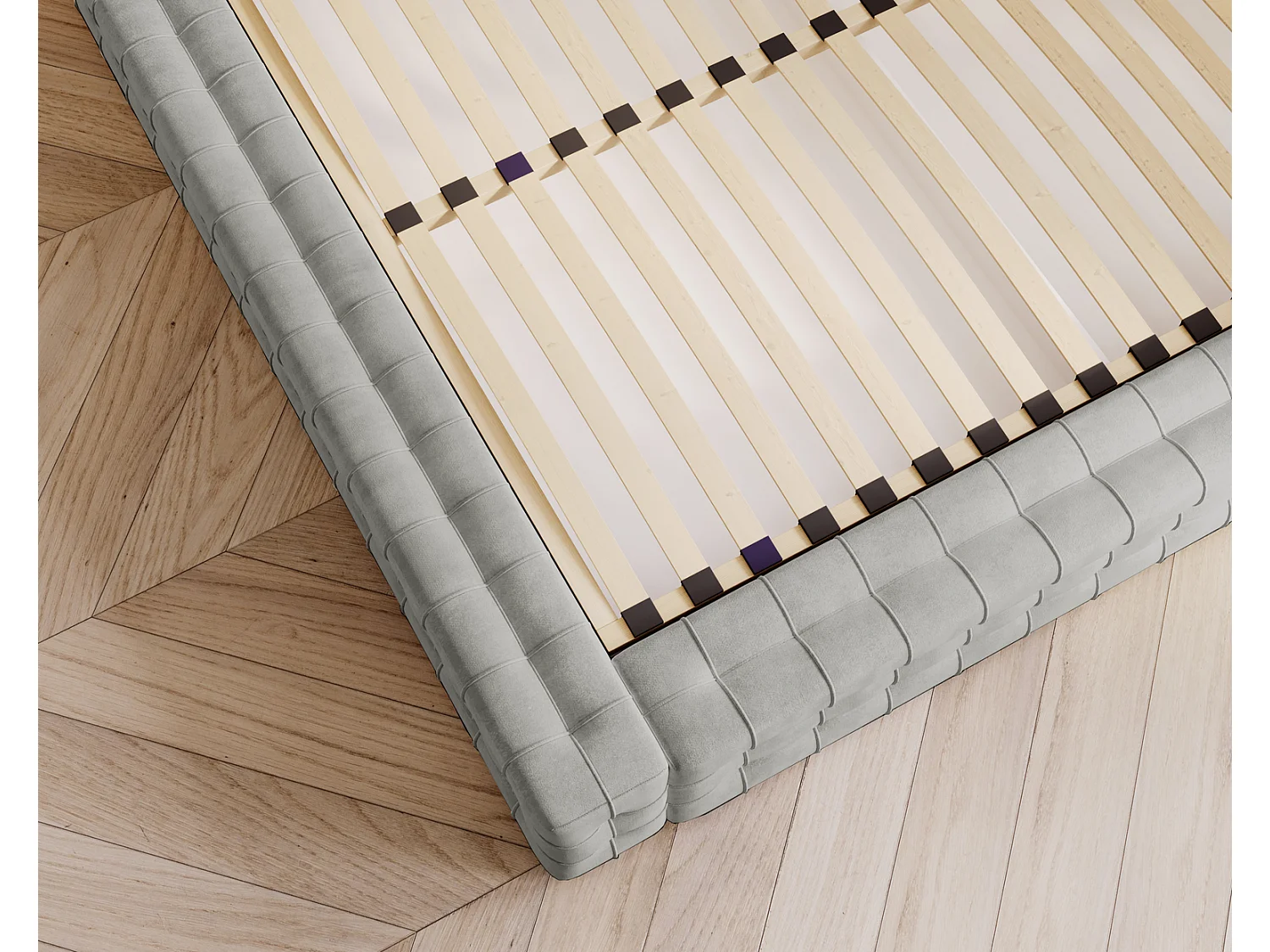 Emporius Arno lit capitonné 180x200 - lit avec rangement, sommier à lattes, lit adulte 180x200 velours Argent (Elegance 13)