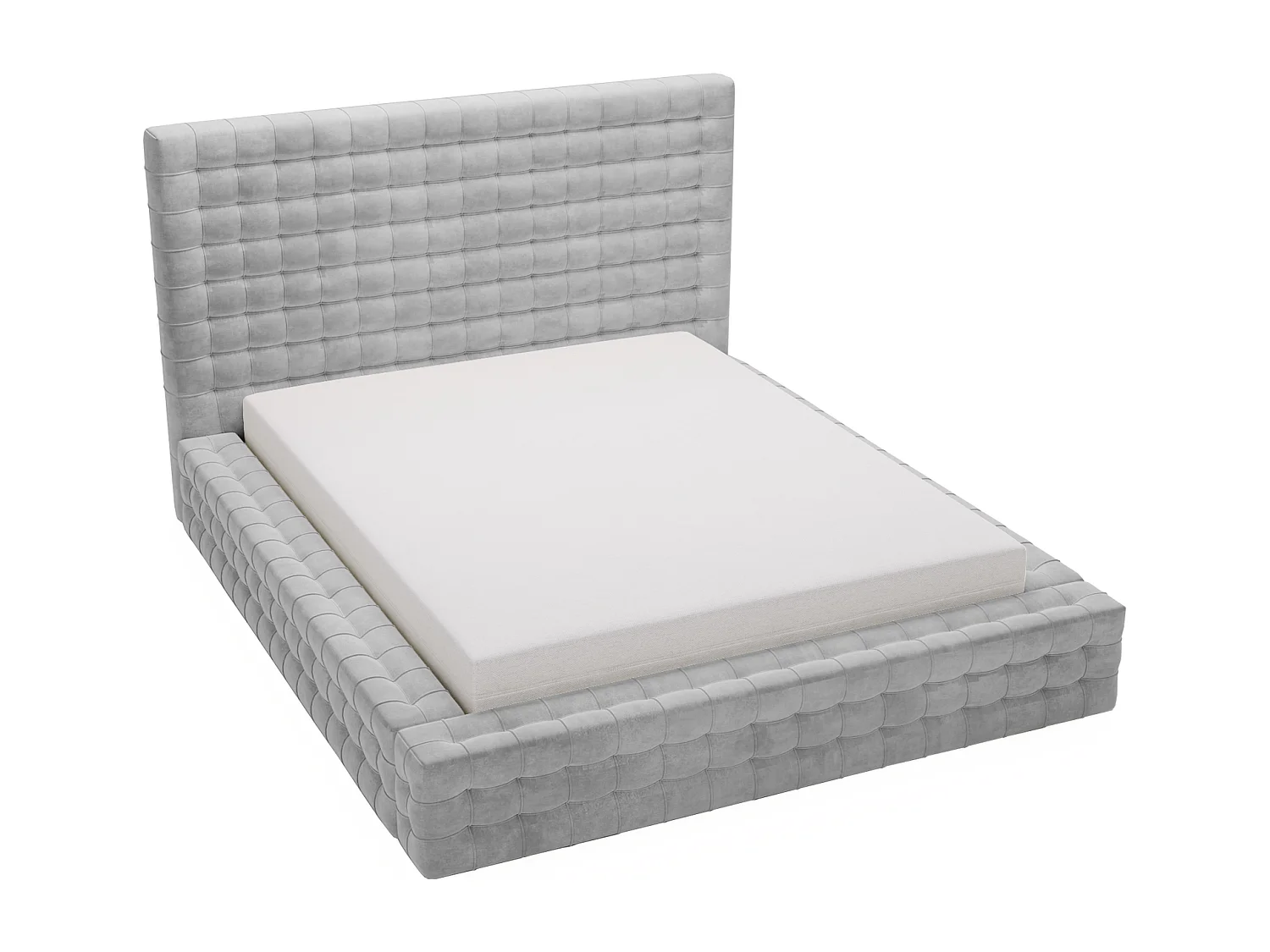 Emporius Arno lit capitonné 180x200 - lit avec rangement, sommier à lattes, lit adulte 180x200 velours Argent (Elegance 13)
