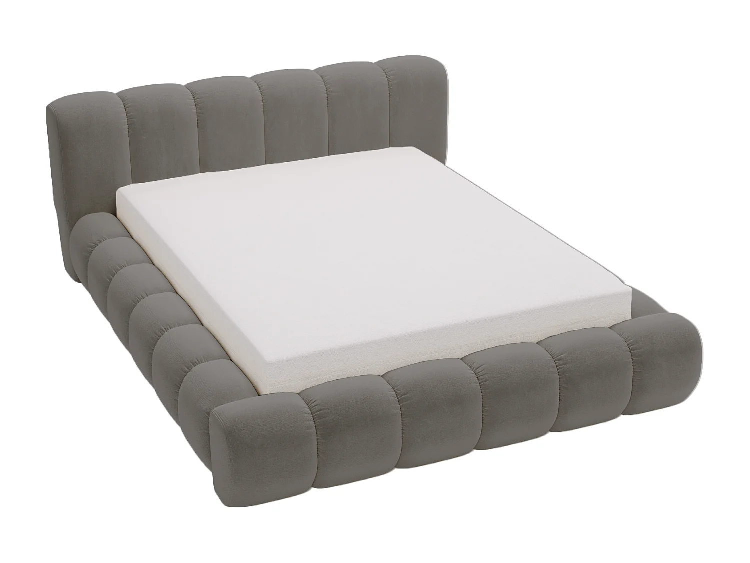 Emporius Cloud bed 140x200 met bedlade - gestoffeerd bed met opbergruimte, fluwelen Grijs (Komodo 21)