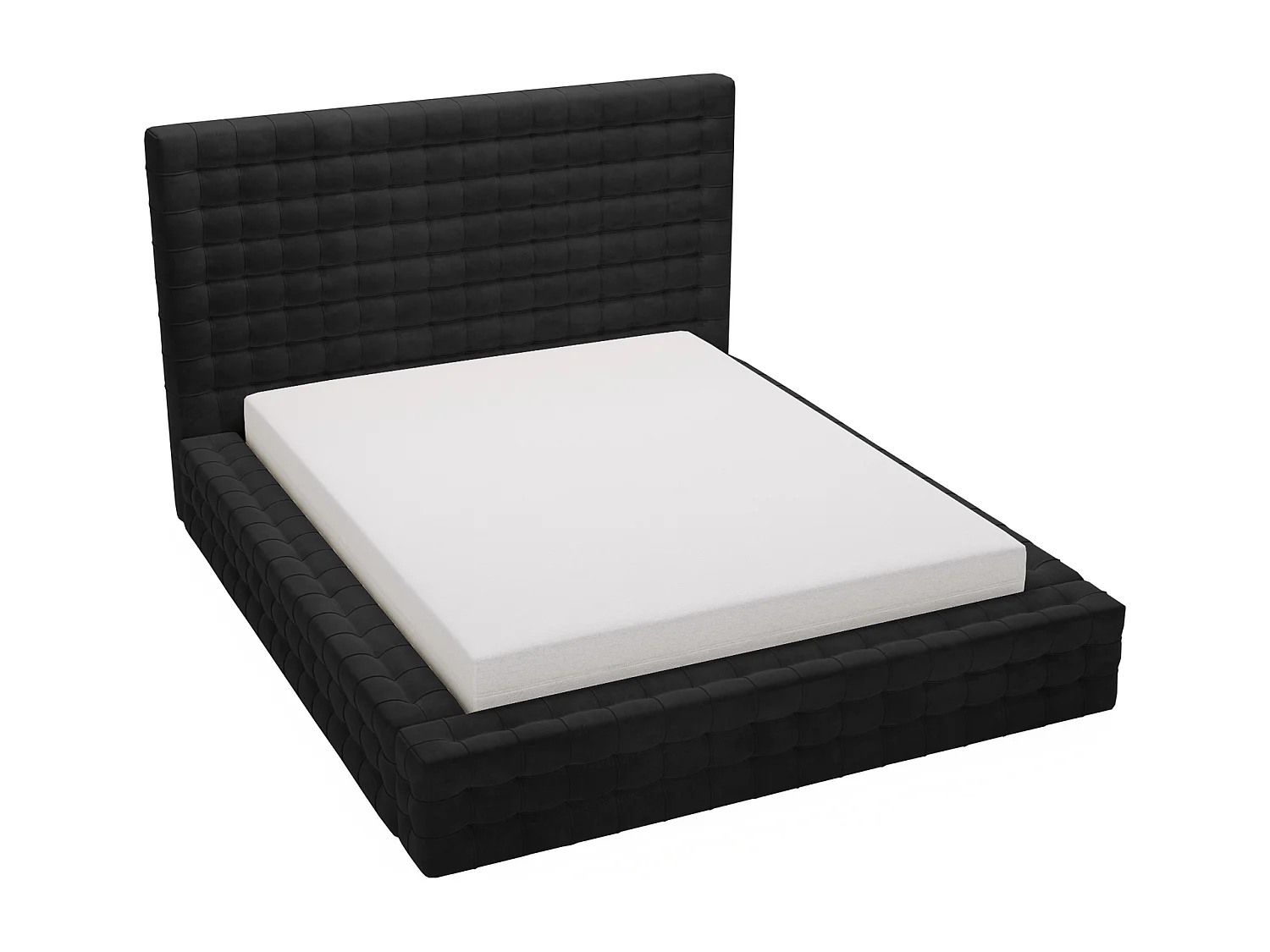 Emporius Arno lit capitonné 180x200 - lit avec rangement, sommier à lattes, lit adulte 180x200 velours Noir (Elegance 21)
