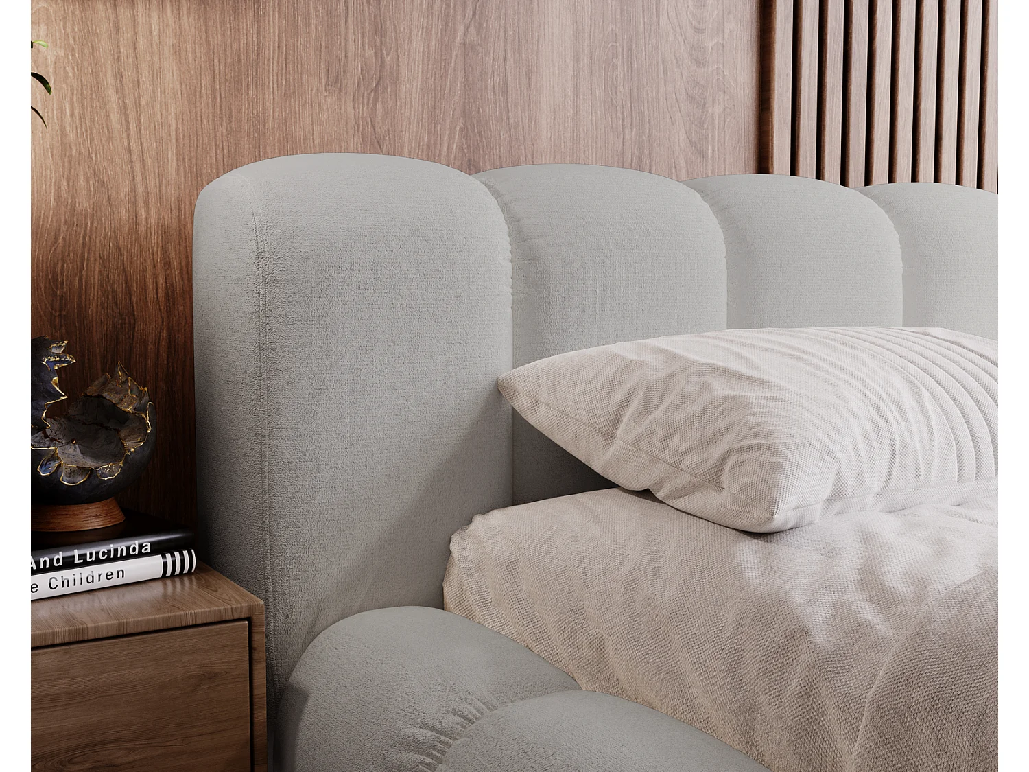 Emporius Cloud bed 160x200 met bedlade - gestoffeerd bed met opbergruimte, fluwelen Lichtgrijs (Komodo 20)