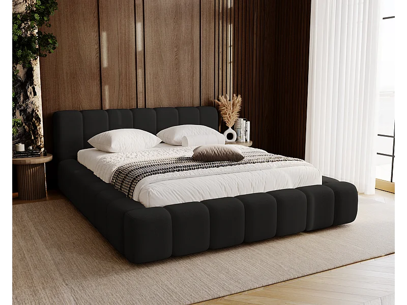 Emporius Bolonia gestoffeerd bed 160 x 200 - bed 160x200 cm, bed met opbergruimte en bedlade - Zwart (Komodo 23)