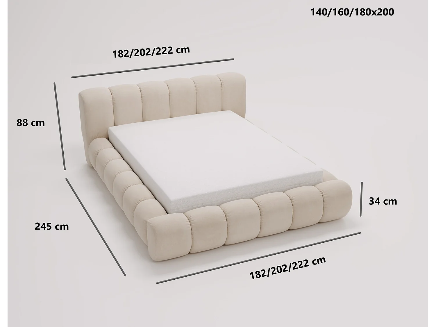 Emporius Cloud bed 140x200 met bedlade - gestoffeerd bed met opbergruimte, fluwelen Groen (Komodo 61)