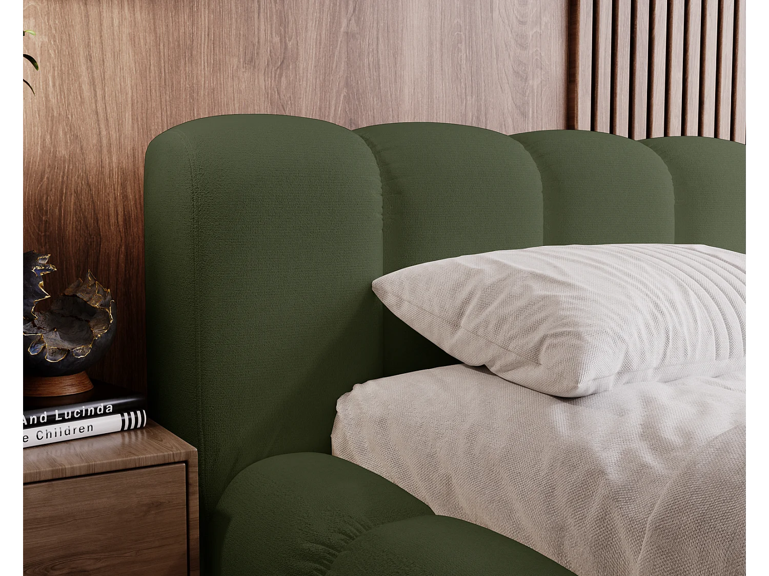 Emporius Cloud bed 140x200 met bedlade - gestoffeerd bed met opbergruimte, fluwelen Groen (Komodo 61)