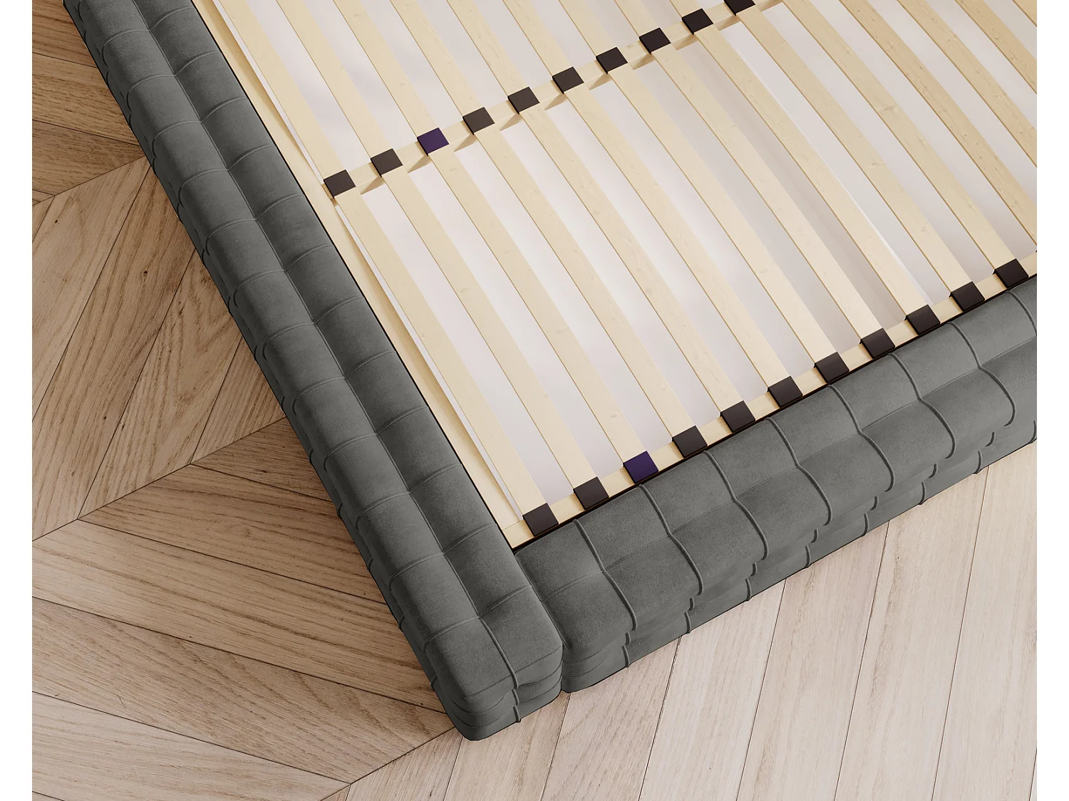 Emporius Arno lit capitonné 180x200 - lit avec rangement, sommier à lattes, lit adulte 180x200 velours Gris foncé (Elegance 18)