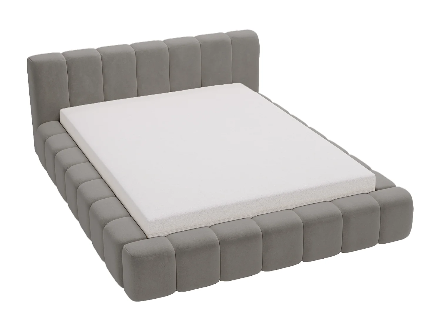 Emporius Bolonia lit adulte 160x200 cm - lit double 160x200 avec rangement, sommier à lattes - Gris (Komodo 21)