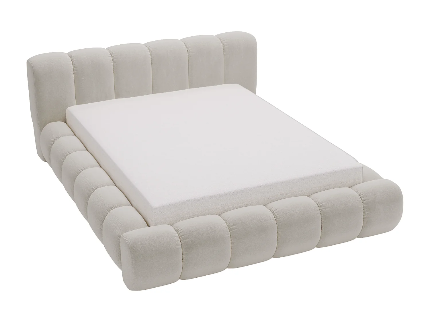 Emporius Cloud bed 140x200 met bedlade - gestoffeerd bed met opbergruimte, fluwelen Lichtgrijs (Komodo 20)