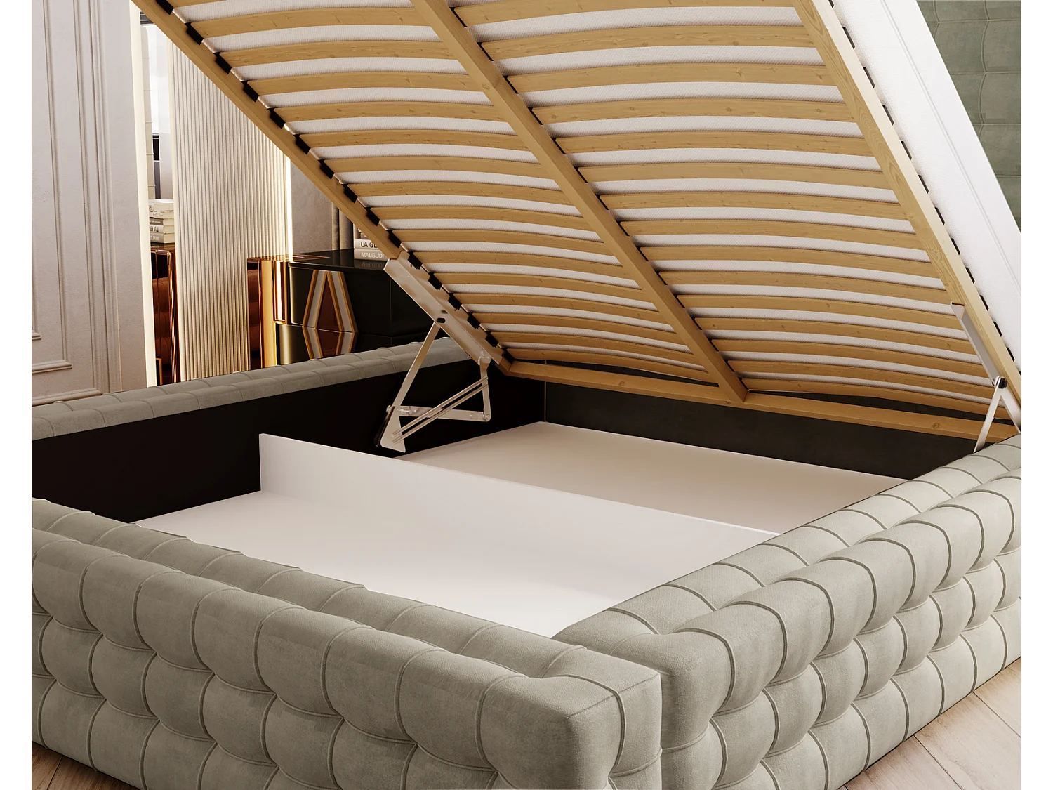 Emporius Arno gestoffeerd bed 160 x 200 cm - bed met opbergruimte en bedlade, fluwelen - bed 160x200 Bruin (Elegance 5)