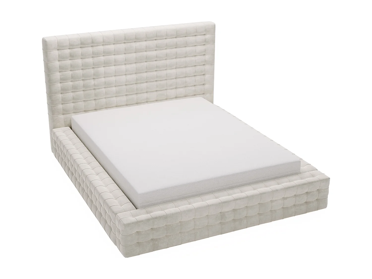 Emporius Arno lit capitonné 140x200 - lit avec rangement, sommier à lattes, lit adulte 140x200 velours Crème (Elegance 1)