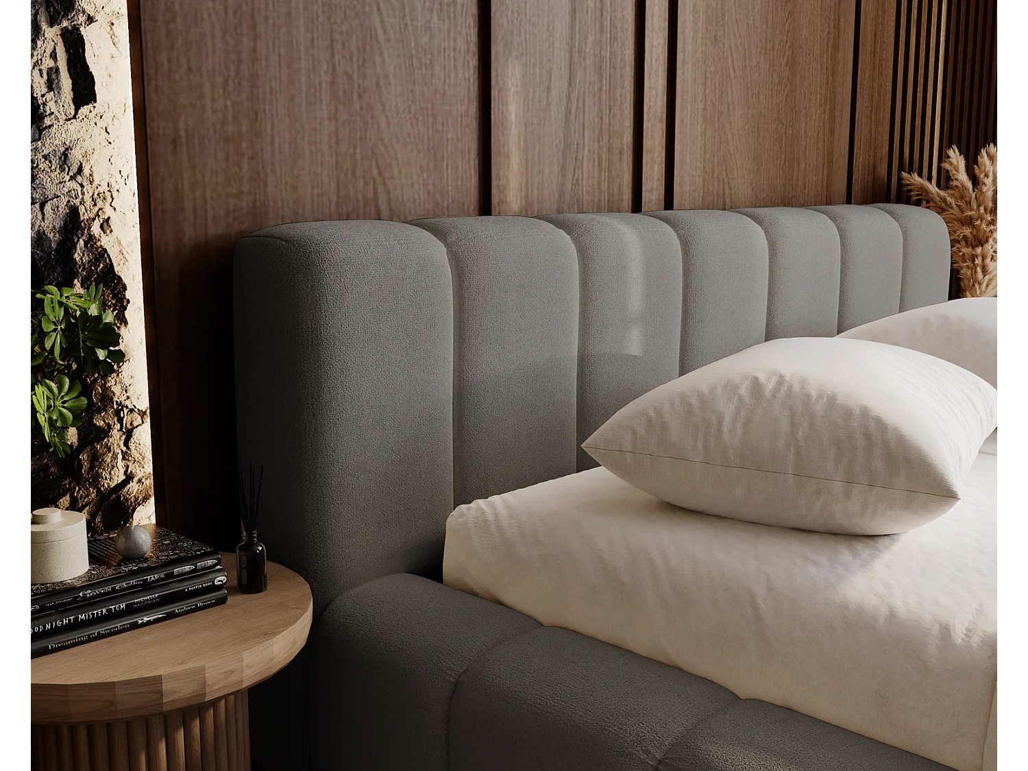 Emporius Bolonia gestoffeerd bed 140 x 200 - bed 140x200 cm, bed met opbergruimte en bedlade - Grijs (Komodo 21)