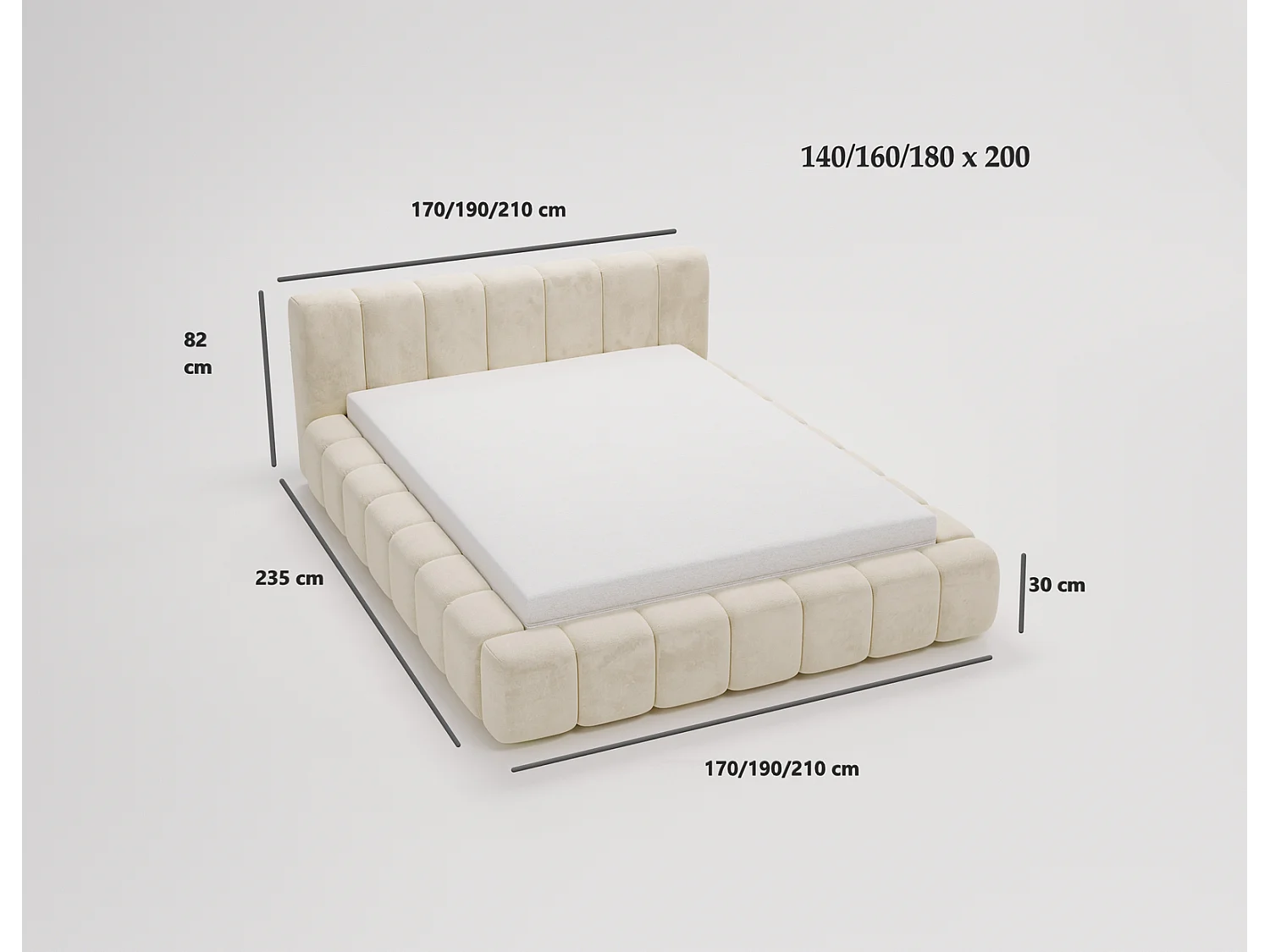 Emporius Bolonia gestoffeerd bed 180 x 200 - bed 180x200 cm, bed met opbergruimte en bedlade - Groen (Komodo 61)