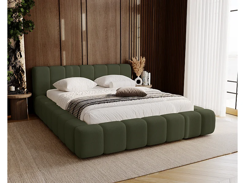 Emporius Bolonia lit adulte 180x200 cm - lit double 180x200 avec rangement, sommier à lattes - Vert (Komodo 61)