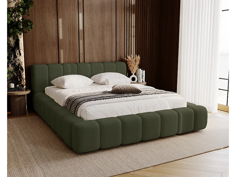 Emporius Bolonia gestoffeerd bed 180 x 200 - bed 180x200 cm, bed met opbergruimte en bedlade - Groen (Komodo 61)