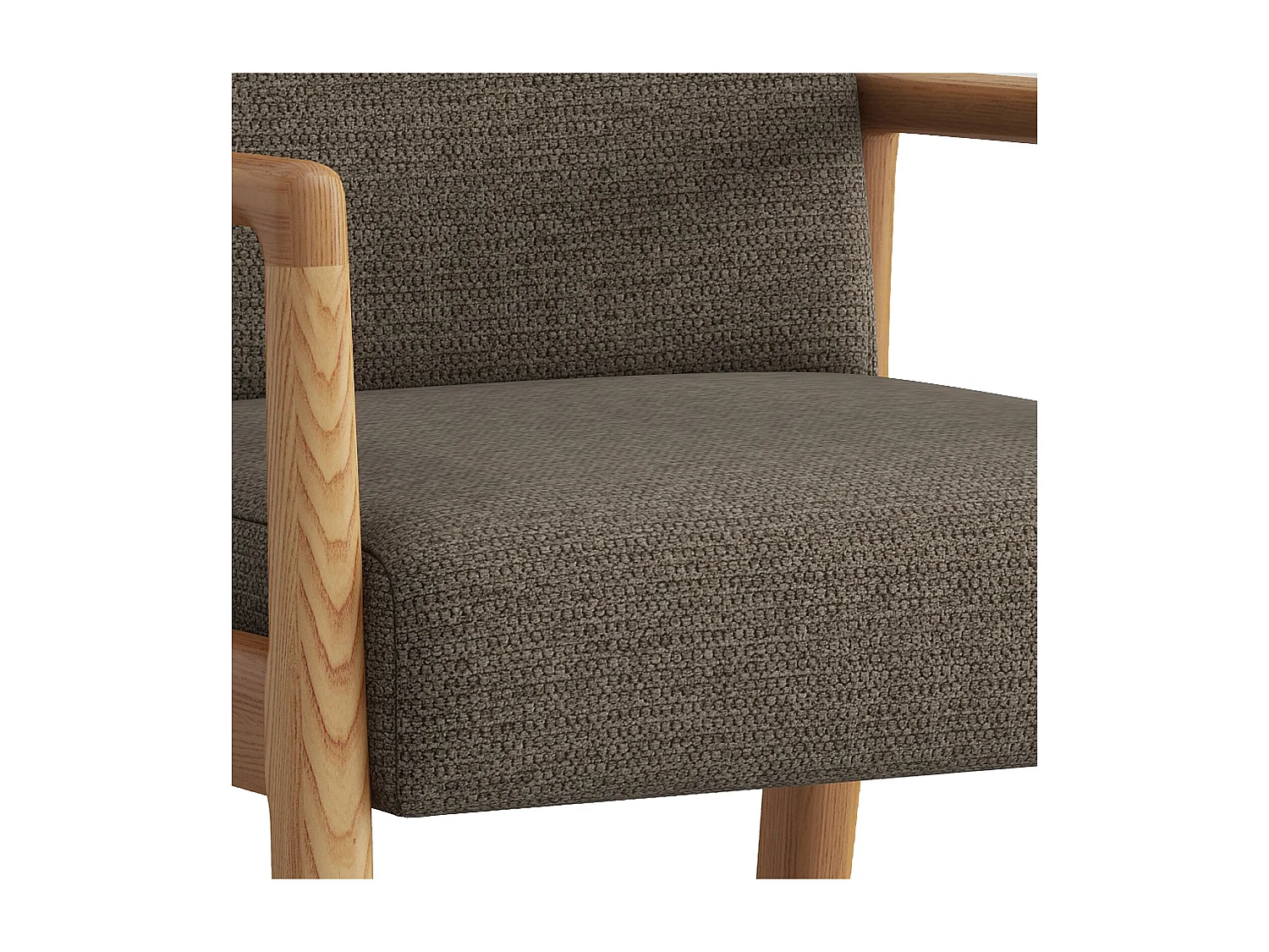 ALBAN-Fauteuil de table en Frêne naturel et tissu Trendy Taupe (x2)