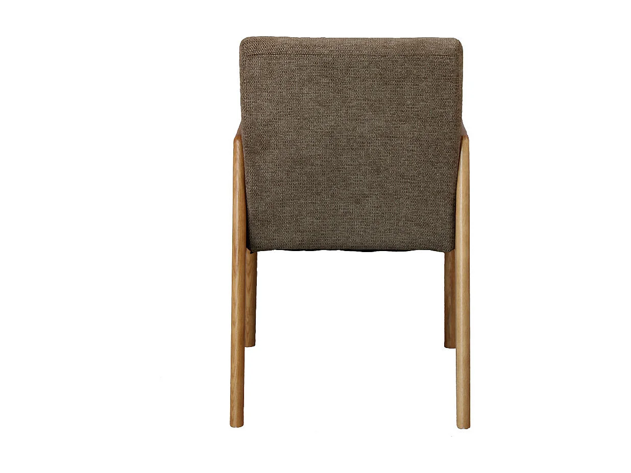 ALBAN-Fauteuil de table en Frêne naturel et tissu Trendy Taupe (x2)