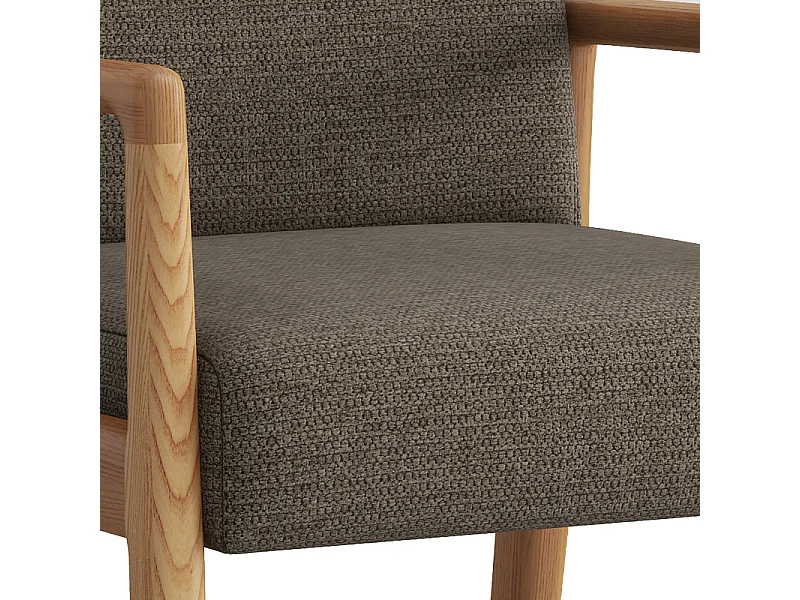 ALBAN-Fauteuil de table en Frêne naturel et tissu Trendy Taupe (x2)