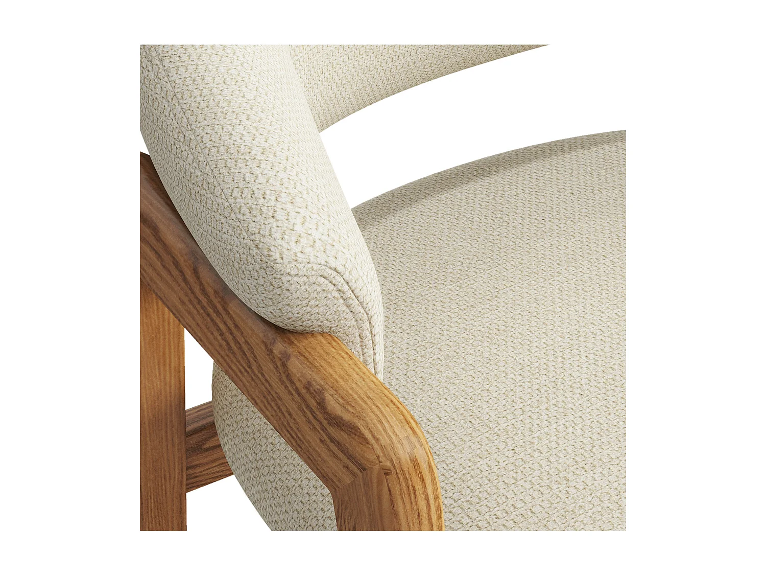 WOOL-Silla de tela color crudo y fresno macizo natural (x2)