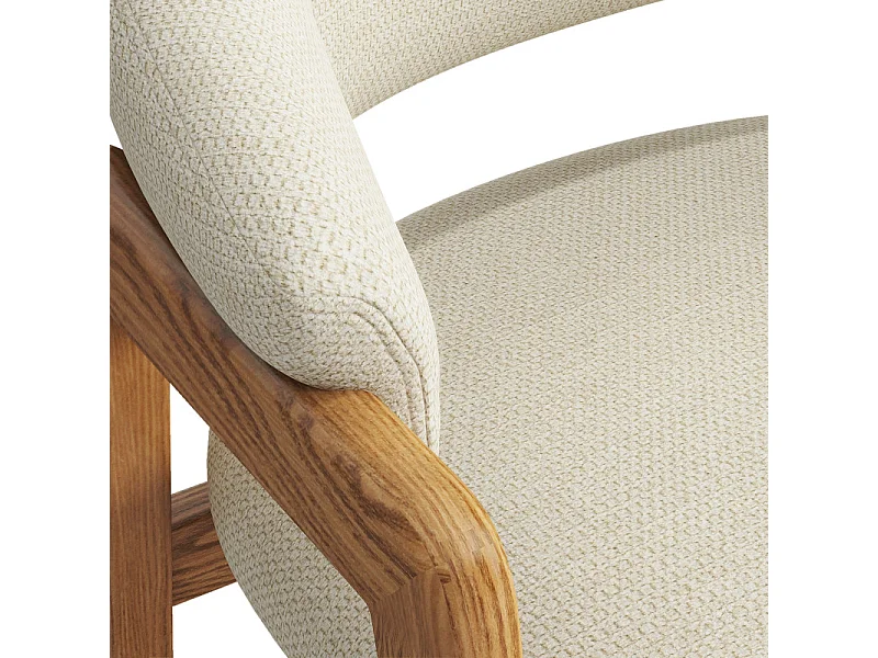 WOOL-Sedia in tessuto ecrù e frassino naturale (x2)