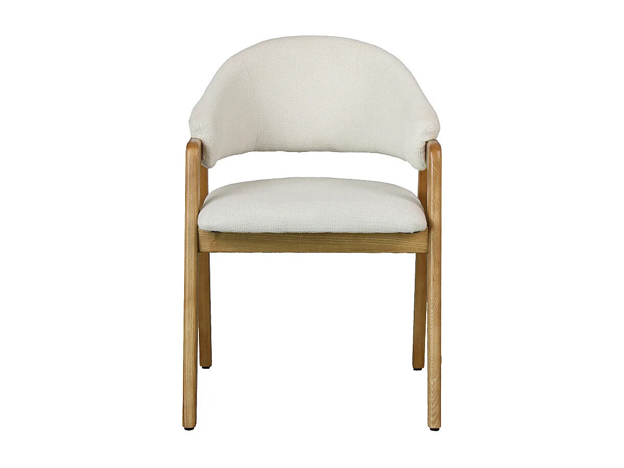 WOOL-Sedia in tessuto ecrù e frassino naturale (x2)